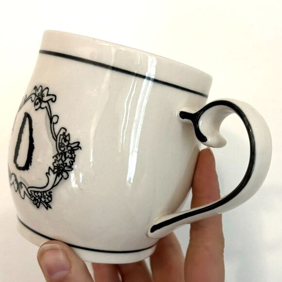 Katie Mandy Mug Letter Monogram Initial D ~ Green Stripe Inside Coffee Cup Mug - Picture 7 of 8
